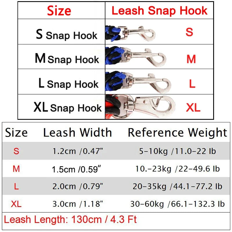 Heavy Duty Large Dog Leash Durable Nylon Braided Lead for Small Medium Big Dogs