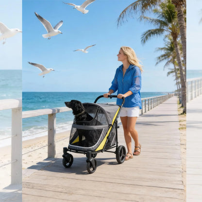 Dog Stroller for Large Dogs & Big Pets, Heavy-Duty with Lockable Wheels, Adjustable Handle