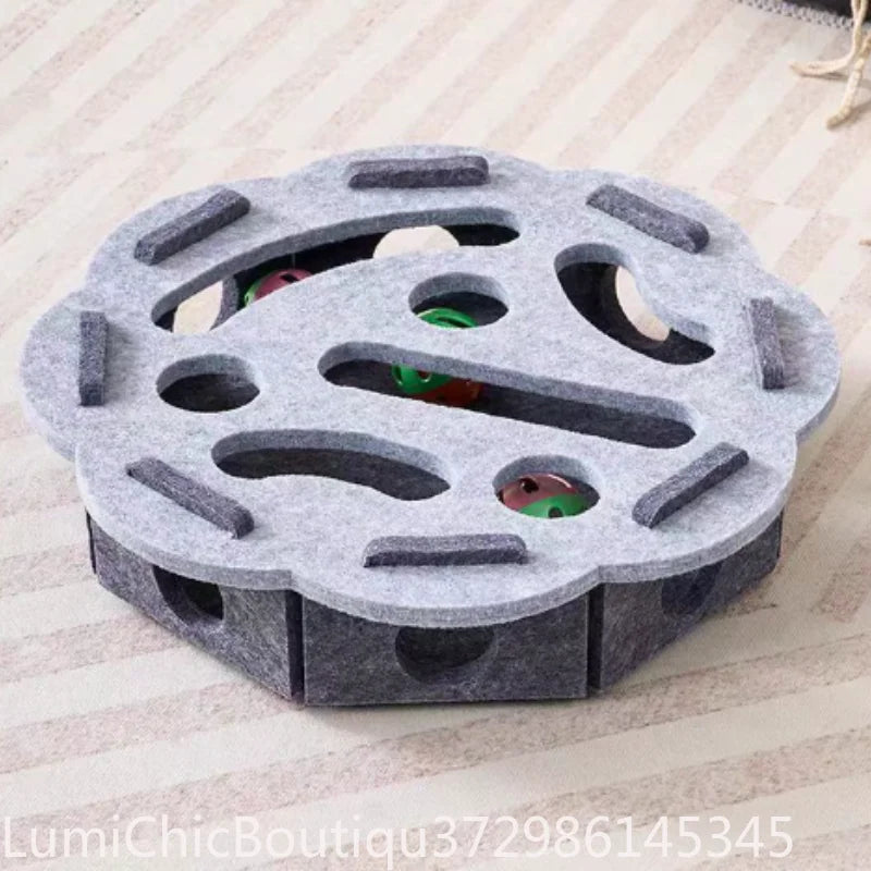 Interactive Cat Puzzle Maze - Soft Felt Hole Game With Bell Ball Toy For Kittens And Cats