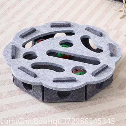 Interactive Cat Puzzle Maze - Soft Felt Hole Game With Bell Ball Toy For Kittens And Cats