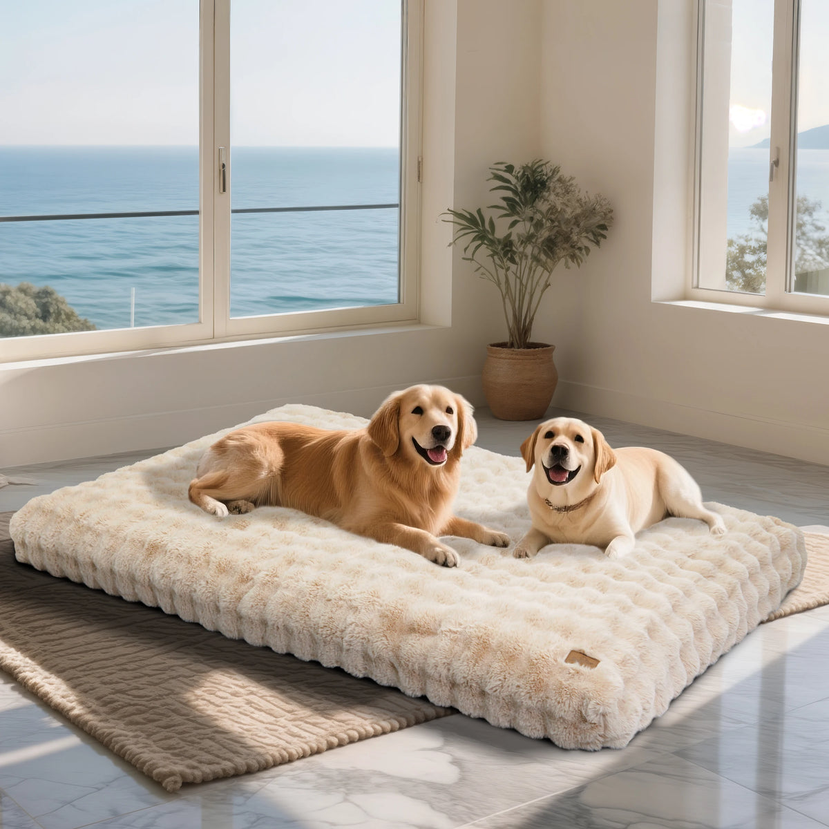 Plush Dog Bed Thicker Foam Base Crate