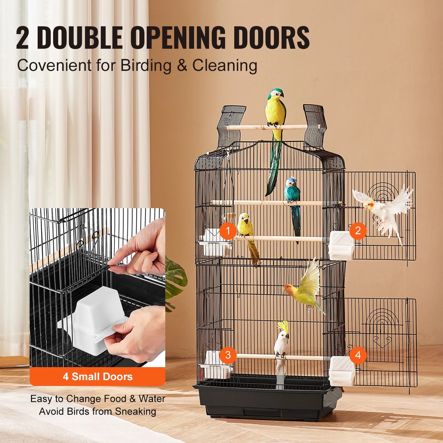 Open Top Large Bird Cage With Swing and Perch For All Kinds of Birds.