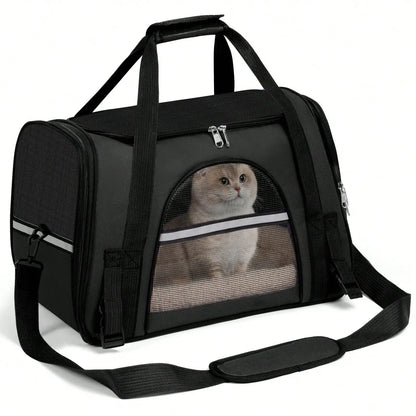 Breathable Pet Carrier Bag Airline Approved Foldable Travel Carrier Secure Anti Escape Zipper Ventilated Spacious Collapsible