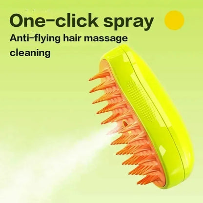 Steam Brush With Electric Sprayer for Massaging Pets, Grooming tool Shedding 3 in 1