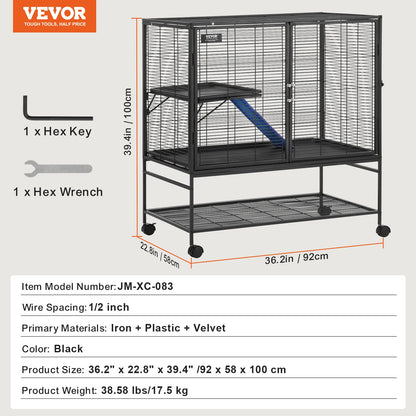 SucceBuy  Rolling Metal 4-Tier Critter Nation Cage Small Animal Cage for Rats Hamster Guinea Chinchilla Ect.