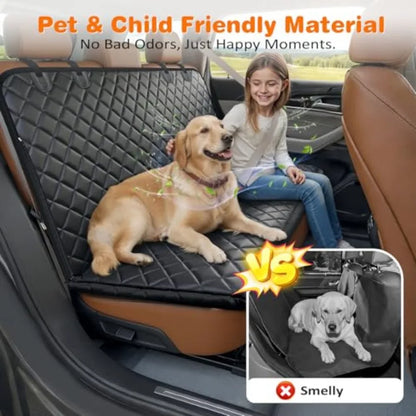 4 in 1 Dog Car Seat Cover for Back Seat, Waterproof Dog Hammock with Mesh Window and Side Flap