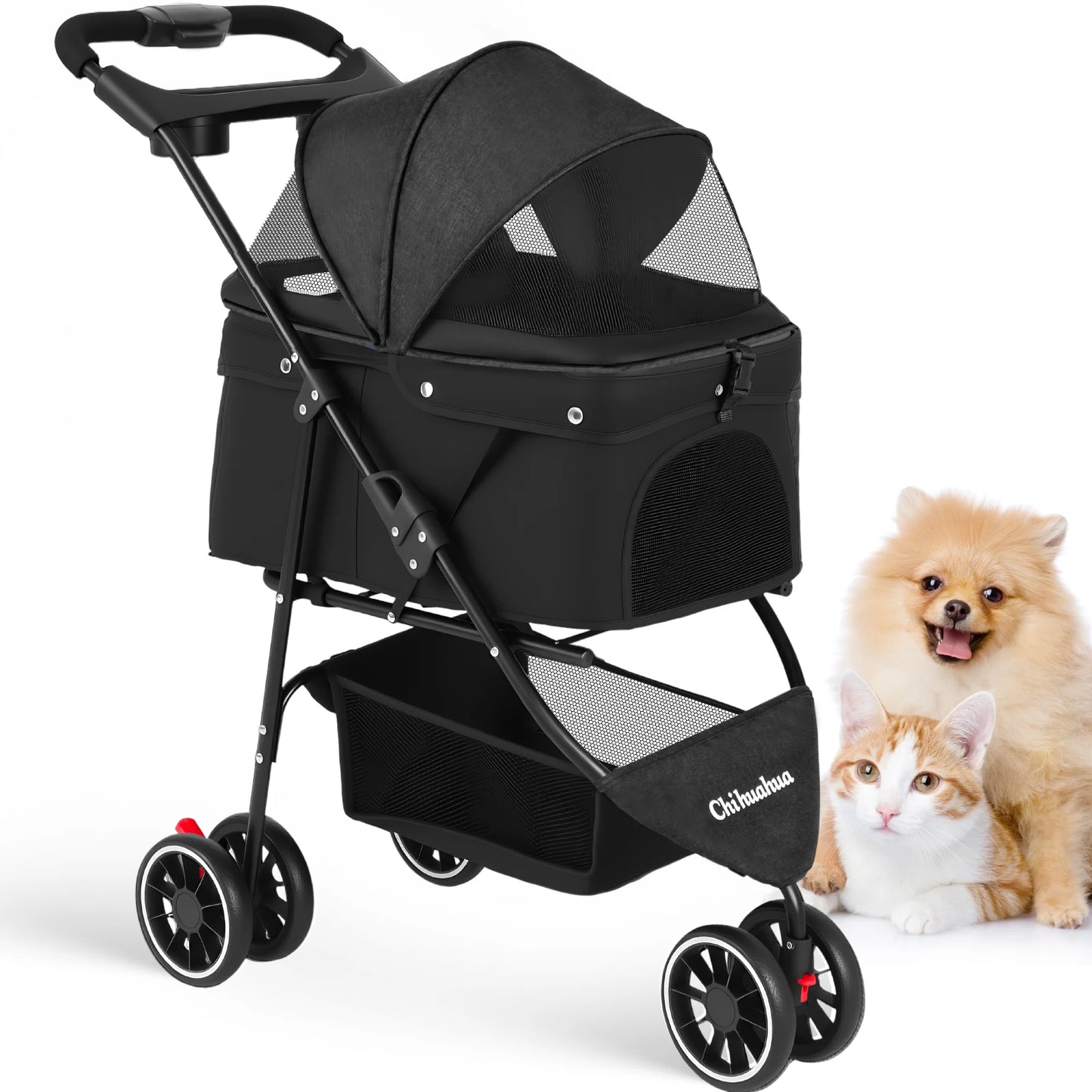 Pet Stroller For Small Puppy Dogs & Cats Portable and Foldable Dog Stroller