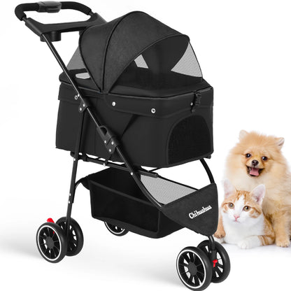 Pet Stroller For Small Puppy Dogs & Cats Portable and Foldable Dog Stroller