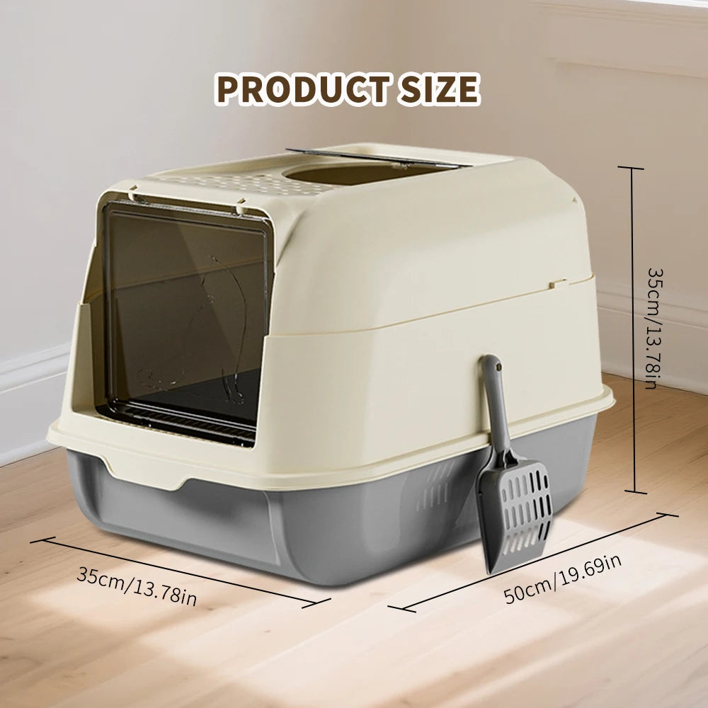 Double Door Cat Litter Box Suitable for Multi-Cat Households, Entry System with Smooth Access Door for Litter Boxes, Space-Saving for Modern Bathrooms,