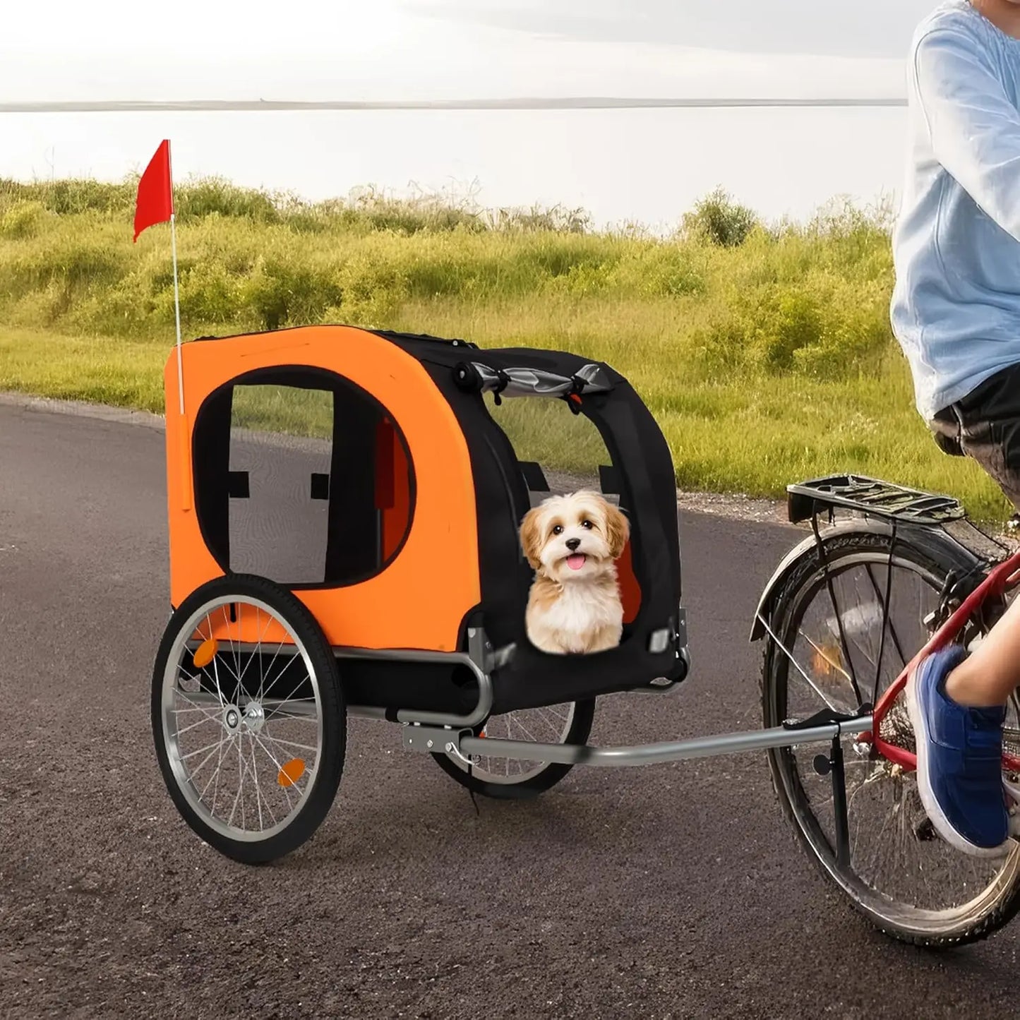 Large Dog Bike Trailer, Universal Coupler with Quick Release Wheels