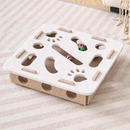 Interactive Cat Puzzle Maze - Soft Felt Hole Game With Bell Ball Toy For Kittens And Cats
