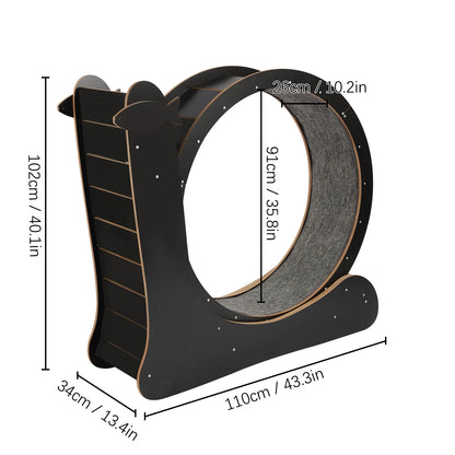 110*34*102cm Cat Exercise Wheel Large Cat Treadmill with Carpeted Runway