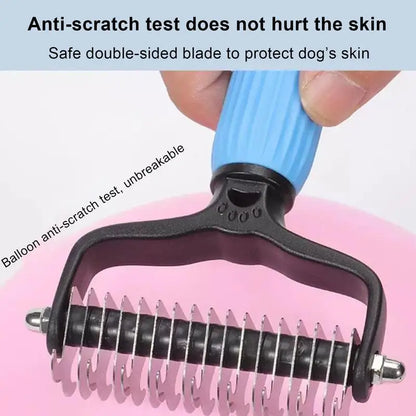 Dog Cat Dematting Comb Double-Sided Stainless Steel Pet Hair Rake, Gently Removes Tangles Knots Loose Fur,