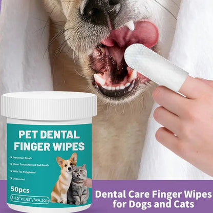 Pet Teeth Cleaning Wipes 50-Pieces For Cleaning  and Bad Breath