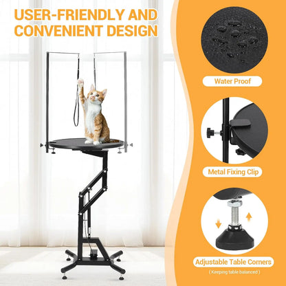 Hydraulic Dog Grooming Table 360° Rotating Non-Slip Pet Station For Small Dogs