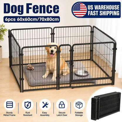 Dog Fence Playpen Foldable Exercise Kennel, Escape Barrier Heavy Duty Cage