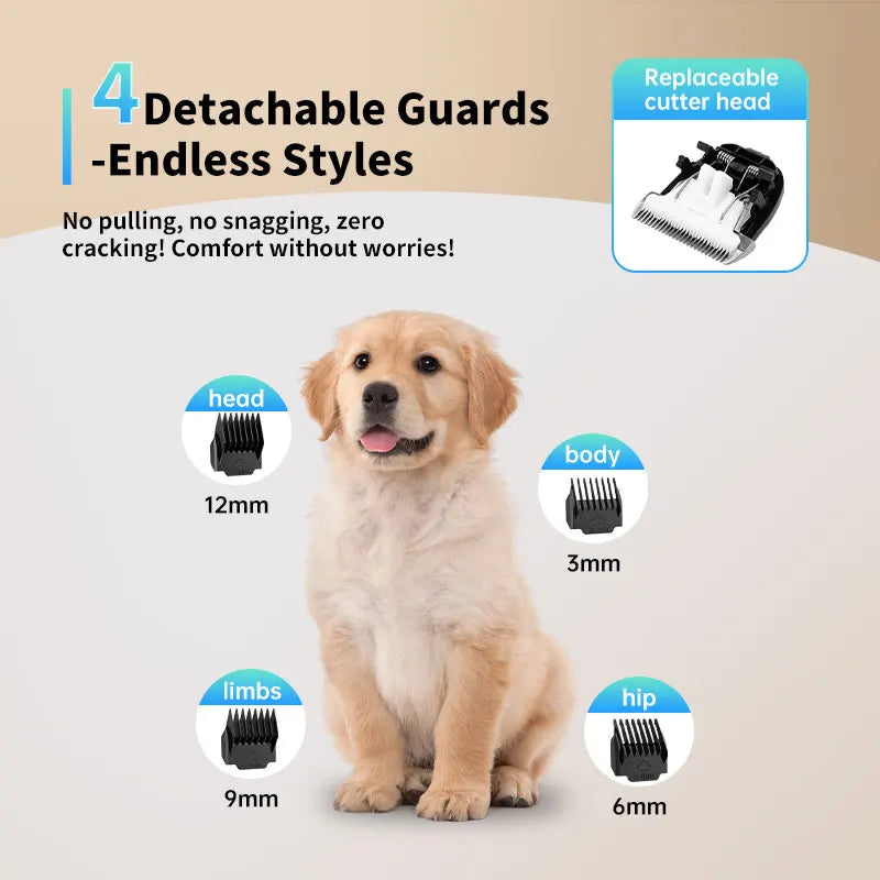 Beauty dog grooming comb set, low-noise dog scissors with LED digital display, rechargeable wireless clipper, suitable for small and large dogs and cats,