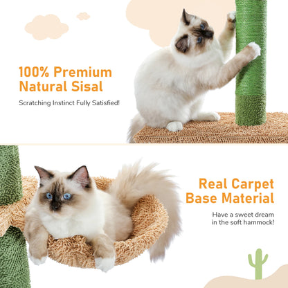 Cat Tree 5-Tier Floor to Ceiling Cat Tower With Scratching Post Hammock Dangling Ball