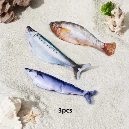 3PCS Electric Fish Cat Toys. Catnip Simulation Fish Swing Funny Cat Toy USB Charging