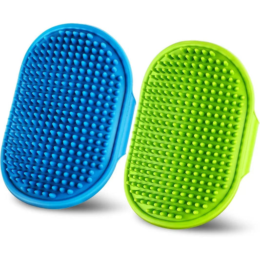 Professional Dog Grooming Brush and Shampoo Massage Bath Brush  with Adjustable Soft Loop Handle for Washing and Deshedding,