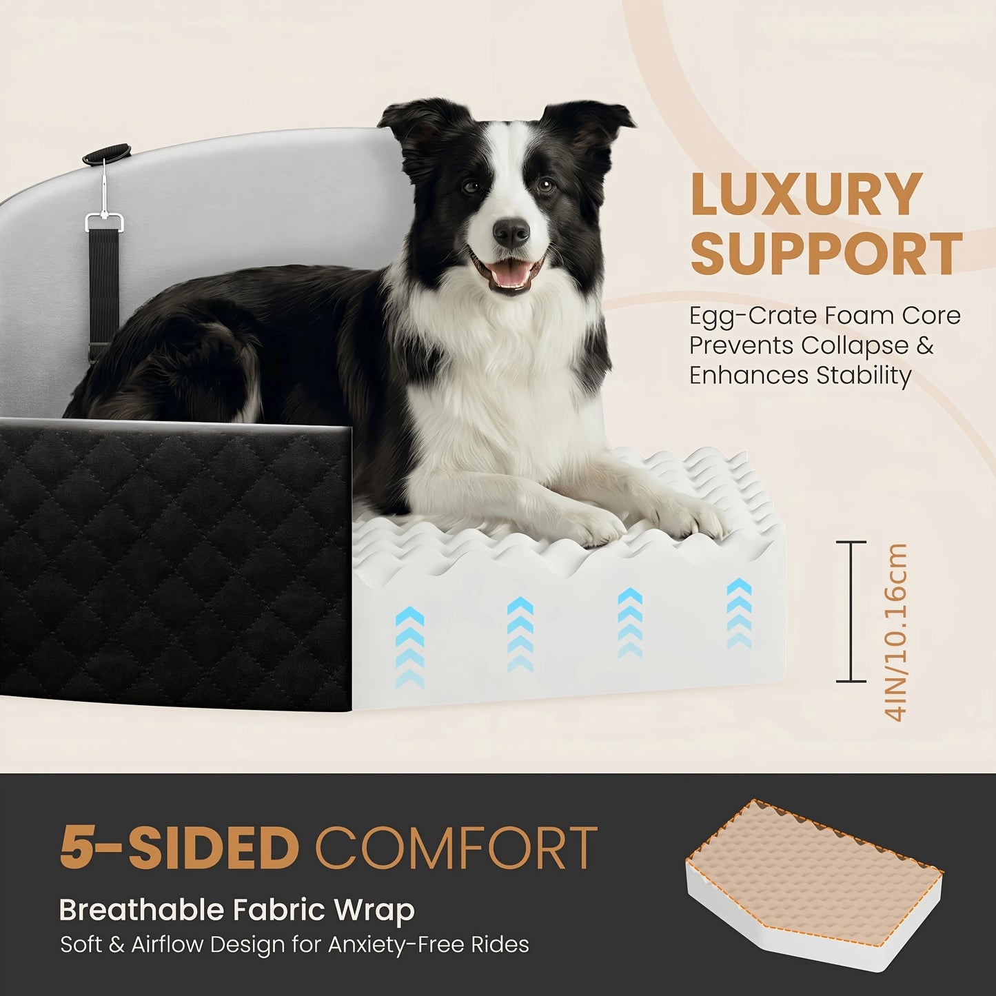 Dog Car Seat for Small/Medium/Large Dogs, Memory Foam Dog Booster Seat with Thick Cushion cool mat up to 55 lbs or 2 Small Dogs,