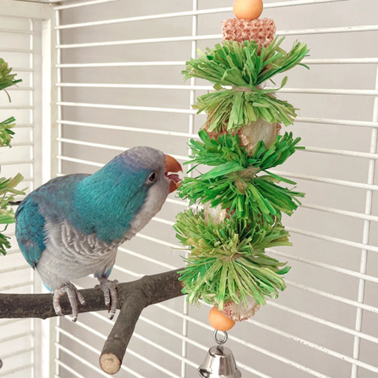 Parrot Chew Toys Natural Corn Husk Ball and Cob String Hanging Foraging Interactive Bird Toys