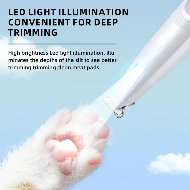 Type C Dog Paw Trimmer with LED Light Waterproof Pet Hair Trimmer with LED Display