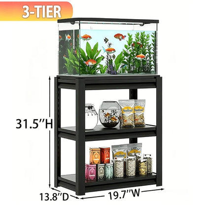 3-Tier Rack Shelf Heavy Duty Metal Frame Aquarium Stand | 20 Gallon Fish Tank Stand