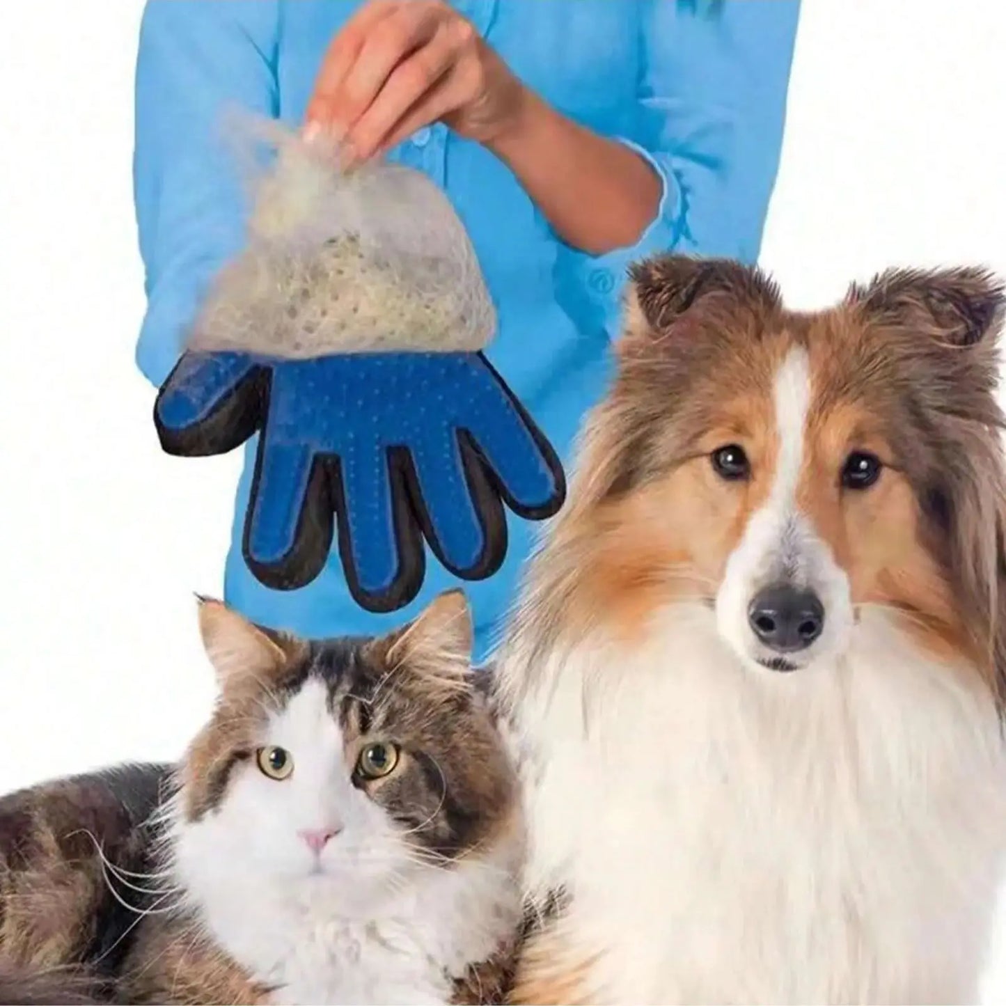 A Pair Pet Grooming Glove Brush for Dogs and Cats Fur and Hair Removal Mitt with Massage and Deshedding Benefits