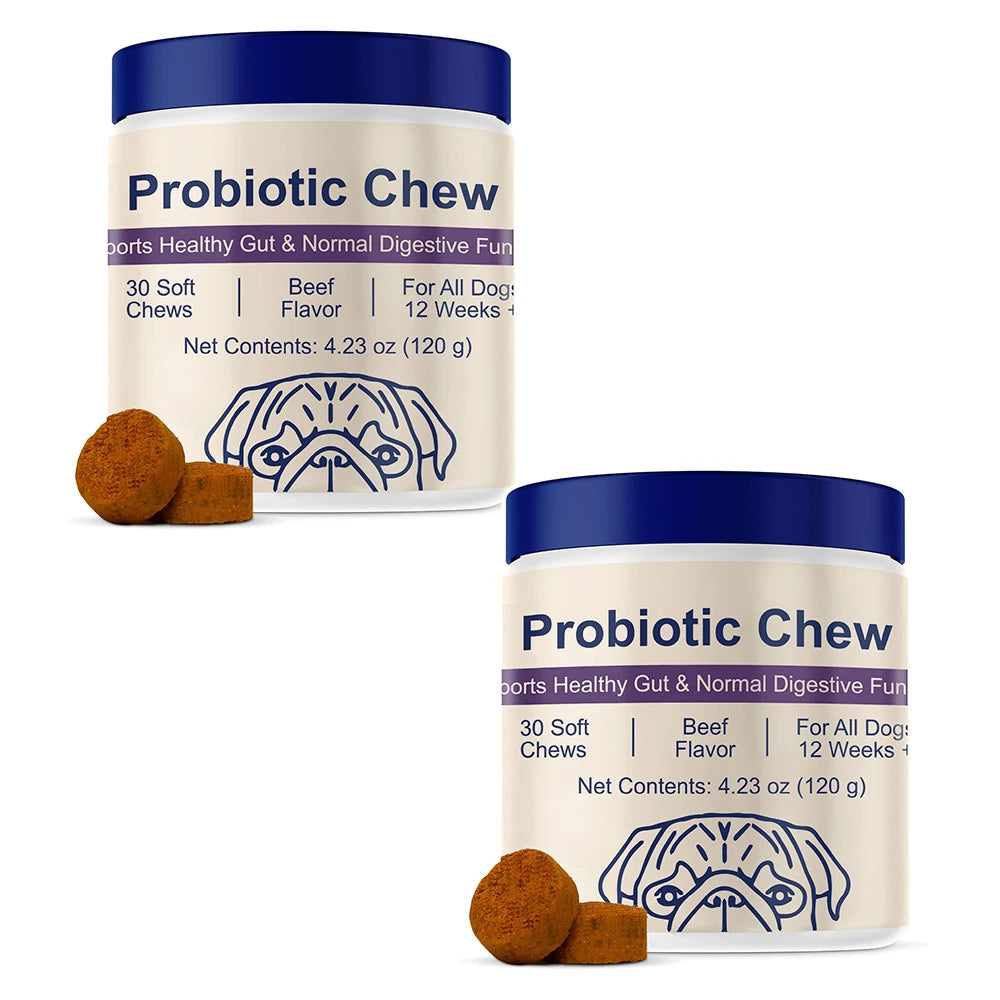Probiotics Chew for Dogs 12 Weeks+, Support Gut Health, Occasional Diarrhea, Digestive Health & Seasonal Allergies - Beef Flavor