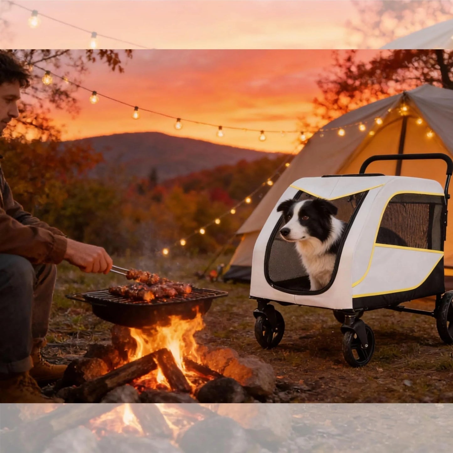 Dog Stroller for Large Dogs & Big Pets, Heavy-Duty with Lockable Wheels, Adjustable Handle