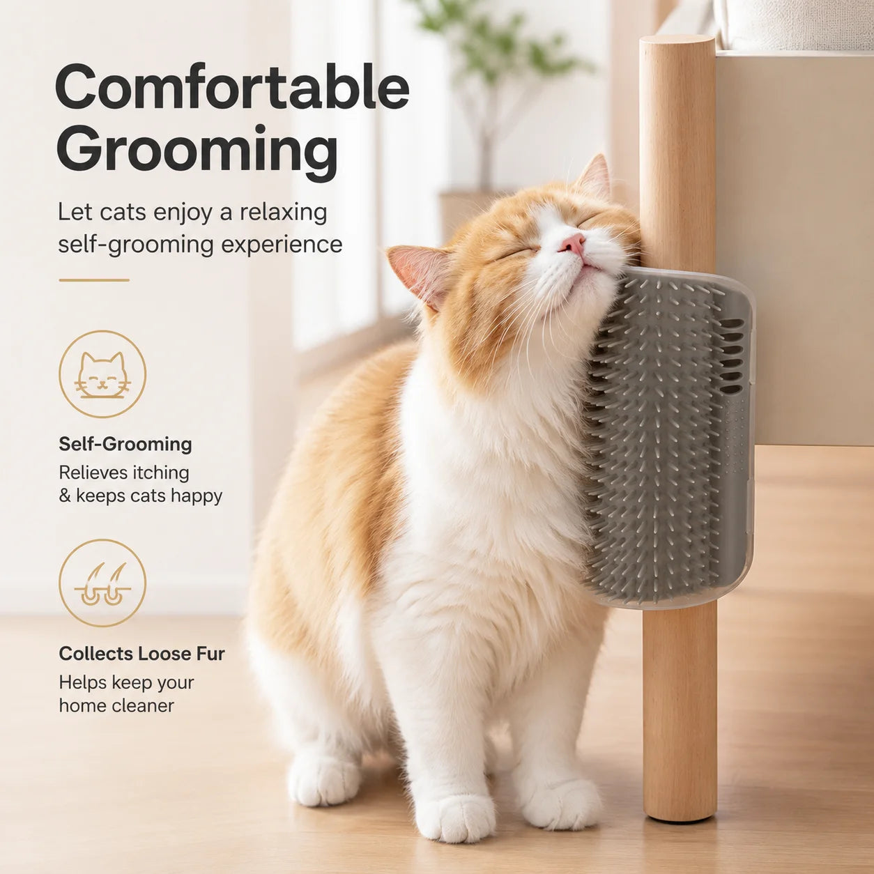 2PCS Cat Wall Corner Groomer Brush Self Grooming Massage Comb Soft Silicone Scratcher