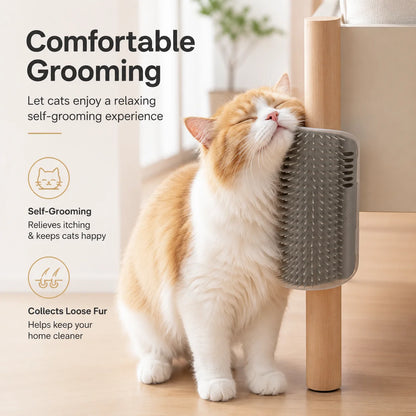 2PCS Cat Wall Corner Groomer Brush Self Grooming Massage Comb Soft Silicone Scratcher