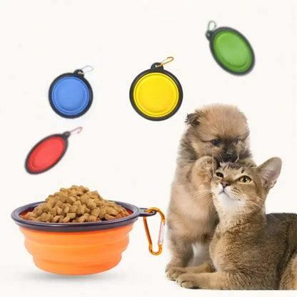 Folding Portable Silicone Dog Feeder Bowl 2 In 1 Pet Dispenser Outdoor Travel