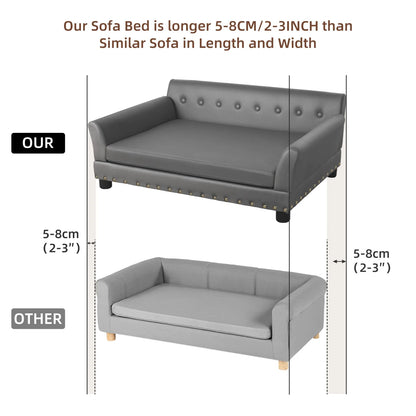 Elevated Dog Sofa for Medium to Large Dogs Microfiber Leather Cover with Removable Cushion