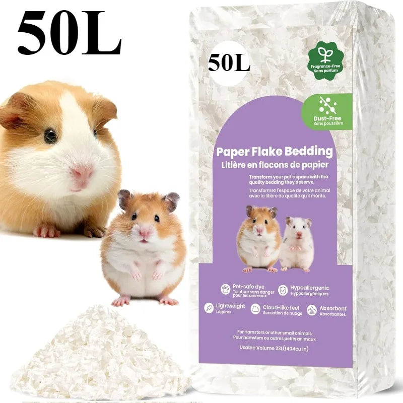 Small Pet Bedding Hamster Rabbits Guinea Pigs Odor Control Dust-Free Moisture Absorbent Natural Paper Shavings
