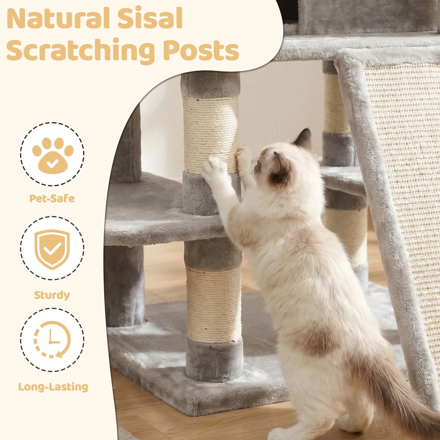Large Multi Level Cat Tree Tower Indoor Activity Center 2 Condos 3 Plush Perches And Scratching Post