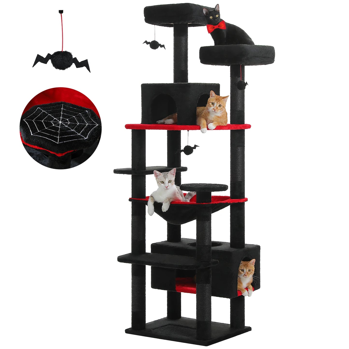 Large Cat Tree and Tower for Indoor Cats With Sisal-Covered Scratching Posts Spacious Hammock Padded Perches