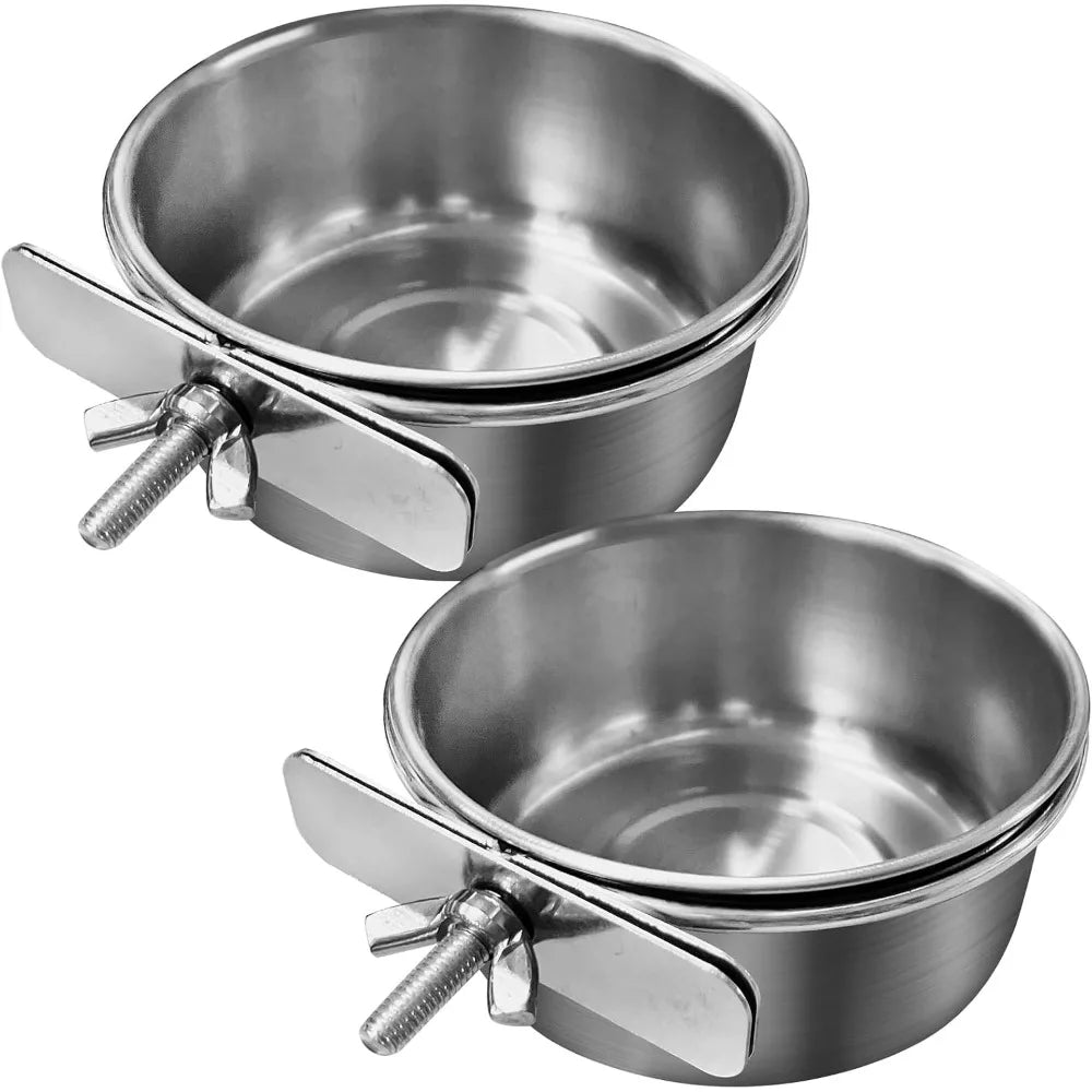 Bird Cage Feeder Cups 2PCS With Holder Clamp