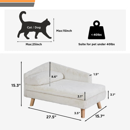 Elevated Pet Bed, with Cozy Pad Waterproof, with Sturdy Wood Legs for Small Dog or Cat