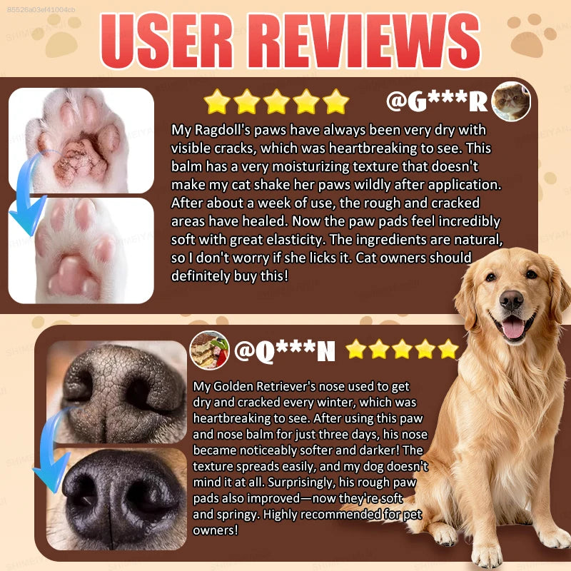 Pet Paw Protector Dog Nose Balm Healing Salve for Cracked Dry Paws Soothing Moisturizer Lick Safe