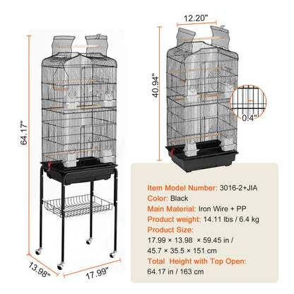 Open Top Large Bird Cage With Swing and Perch For All Kinds of Birds.