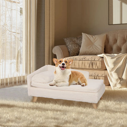 Elevated Pet Bed, with Cozy Pad Waterproof, with Sturdy Wood Legs for Small Dog or Cat