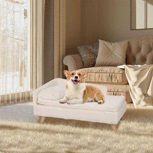 Elevated Pet Bed, with Cozy Pad Waterproof, with Sturdy Wood Legs for Small Dog or Cat