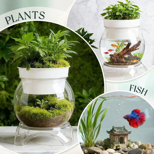 1.5 Gallon Plastic Aquaponic Betta Fish Tank Aquaponic with Base and Top