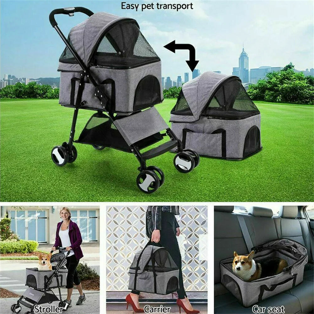 Stroller Foldable Travel Carrier For Cat Or Dog