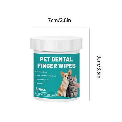 Pet Teeth Cleaning Wipes 50-Pieces For Cleaning  and Bad Breath