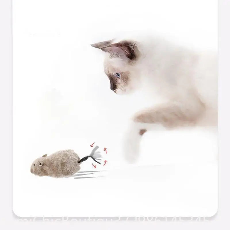 Lifelike Plush Running Mouse Interactive Enrichment Toy For Cats