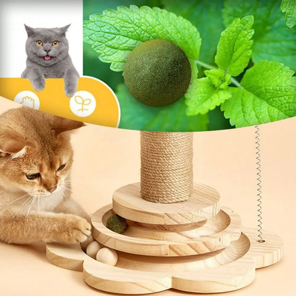 Interactive Indoor Cat Sword Hemp Rope With Scratch Board, 4In1 With 2Layer Interactive Hanging Track Ball