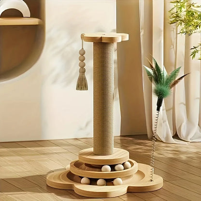 High-Quality Cat Scratch Board Rotating Platform - Wooden Fiber Chew Toy, Durable and Non Shedding